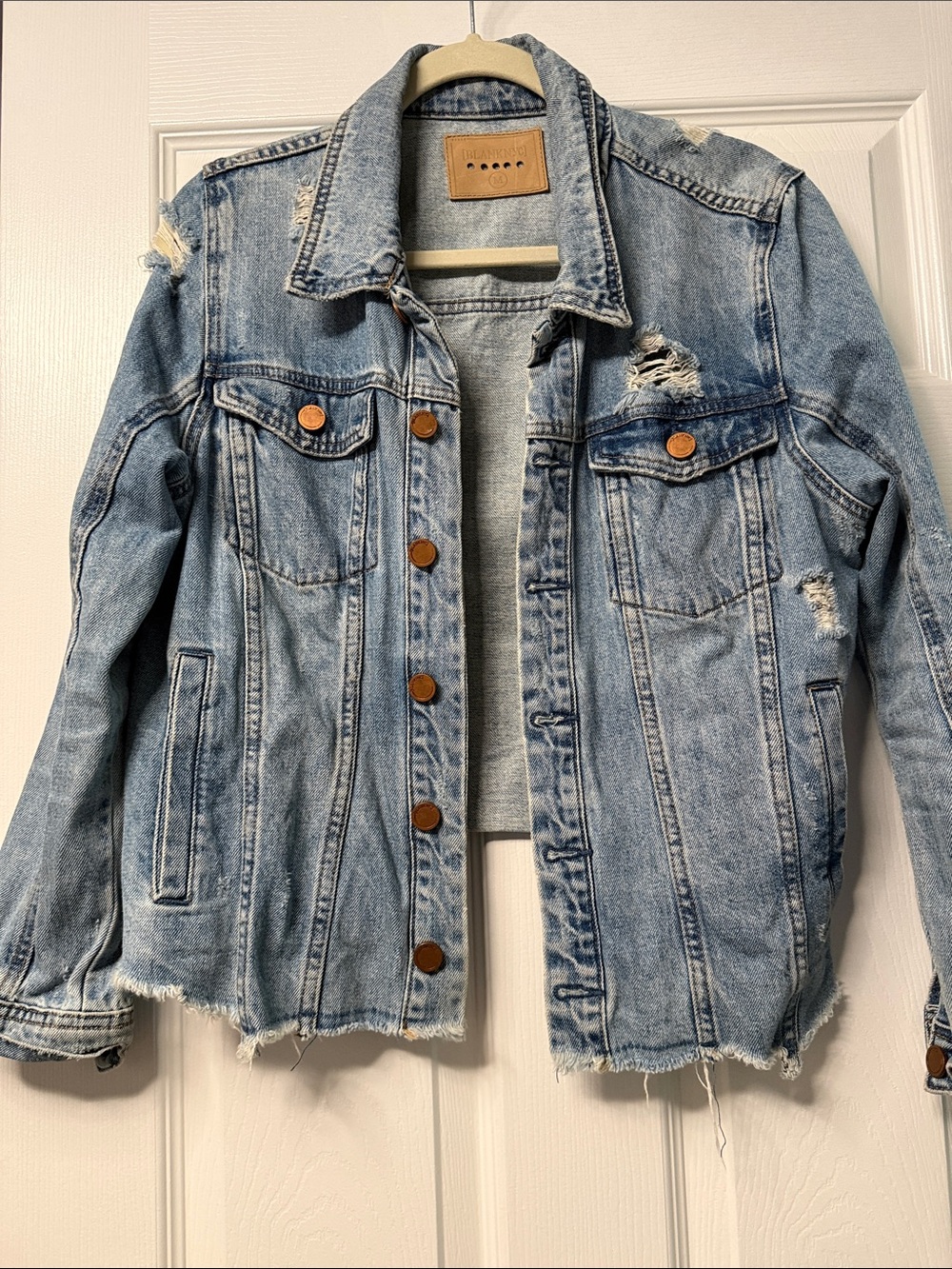 Blank NYC Light Blue Distressed Denim Jacket
